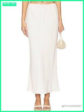Linen Maxi Skirt with Lining Drawstring Flowy Flared Long Skirt for Women